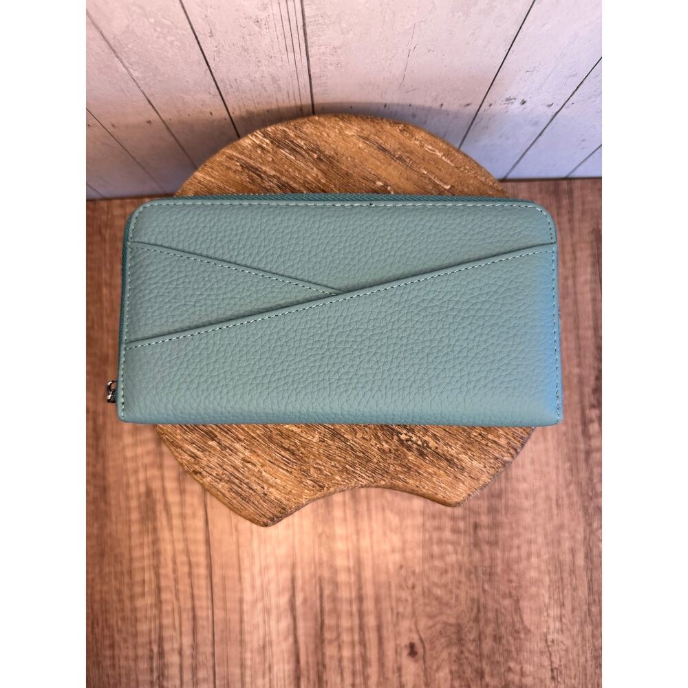 Blue Leather Wallet Criss Cross Pocket Purse Bag Wallet Blue Wallet FAST SHIP